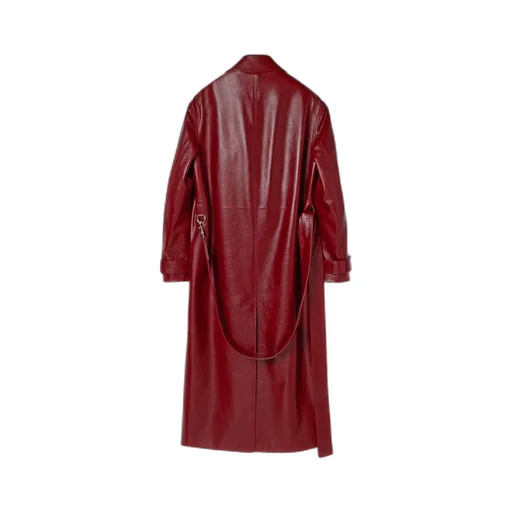 Shiny leather trench coat