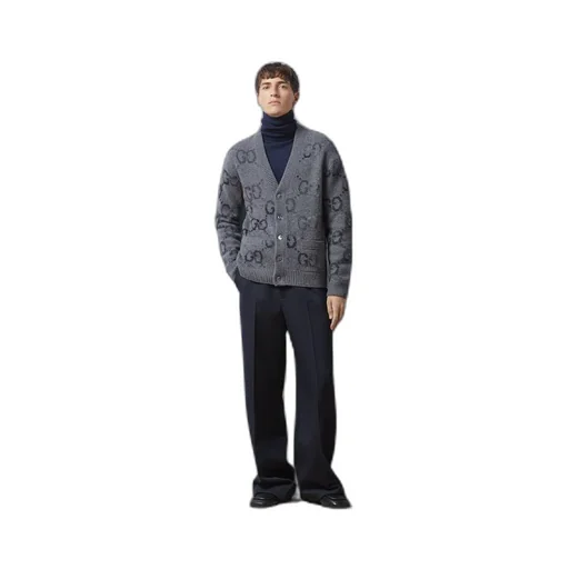Wool cardigan with GG intarsia