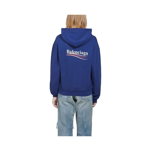 Loose Cotton Hoodie Blue