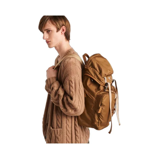 Re-Nylon and leather backpack