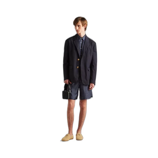 Technical cotton single-breasted jacket