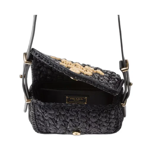 Crochet and leather shoulder bag