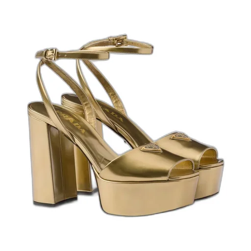 Metallic leather platform sandals