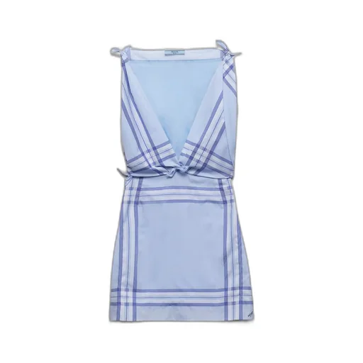 Checked cotton mini-dress