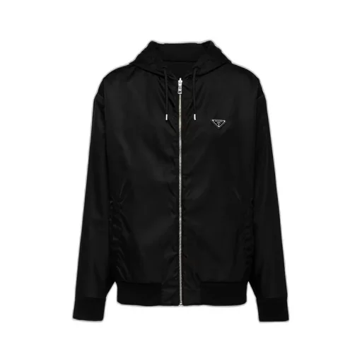 Reversible cotton fleece and  Re-Nylon hoodie