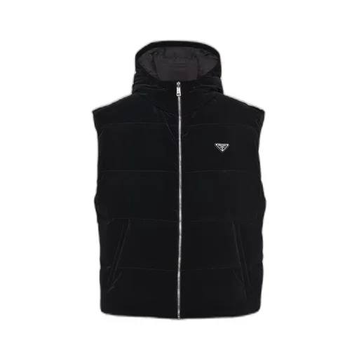 Hooded technical fabric down vest