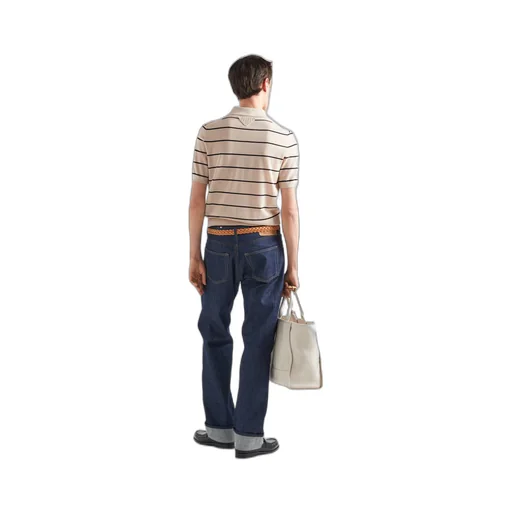Silk and cotton knit polo shirt