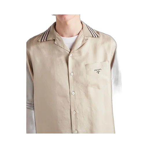 Short-sleeved silk twill shirt