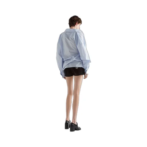 Velvet denim shorts