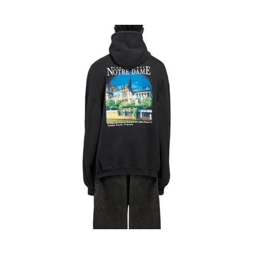 landscape Loose Hoodie Black