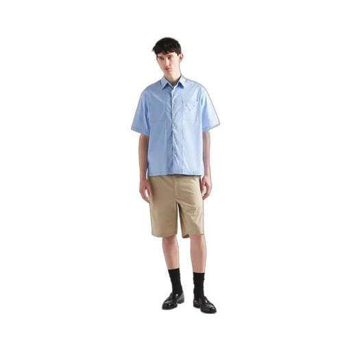 Short-sleeved stretch cotton shirt
