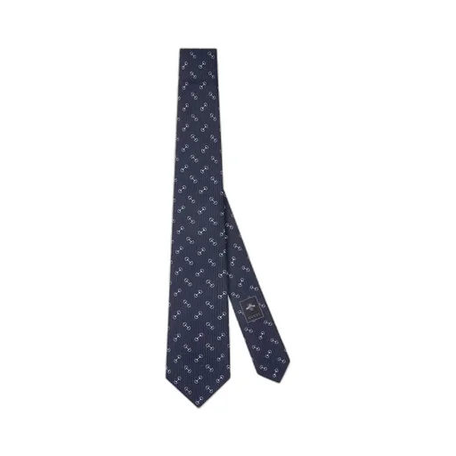 Horsebit silk jacquard tie