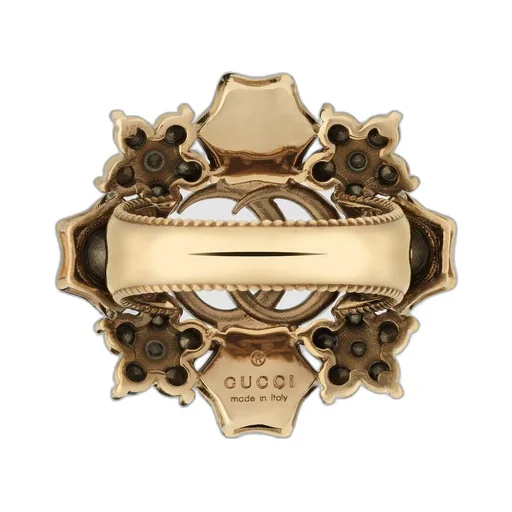 Double G crystal flower ring