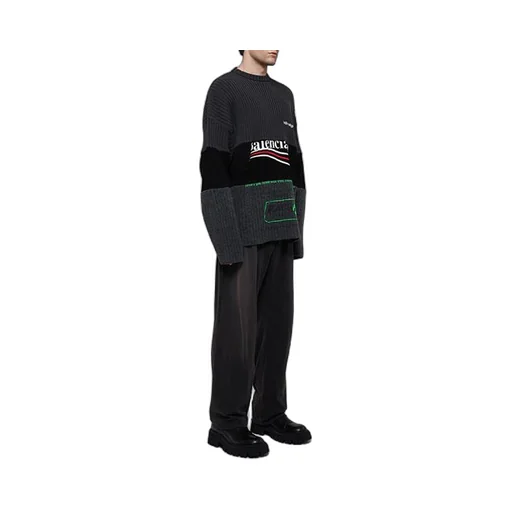 Political Campaign Ribbed Panelled Sweater