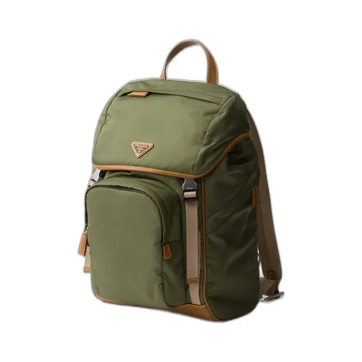 Re-Nylon and leather backpack