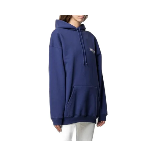 Logo Loose Hoodie Blue