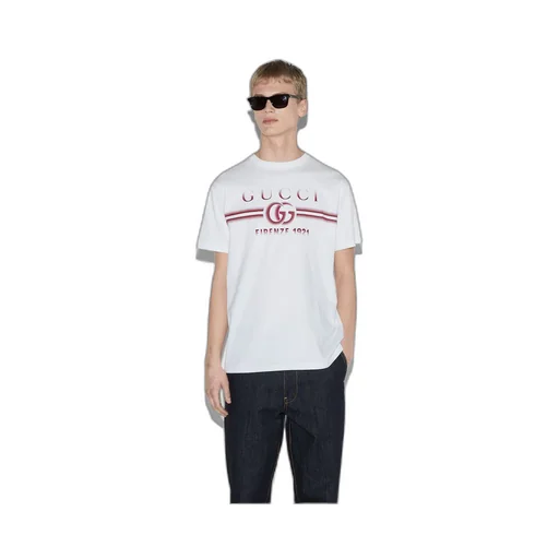 Cotton jersey T-shirt with Gucci print