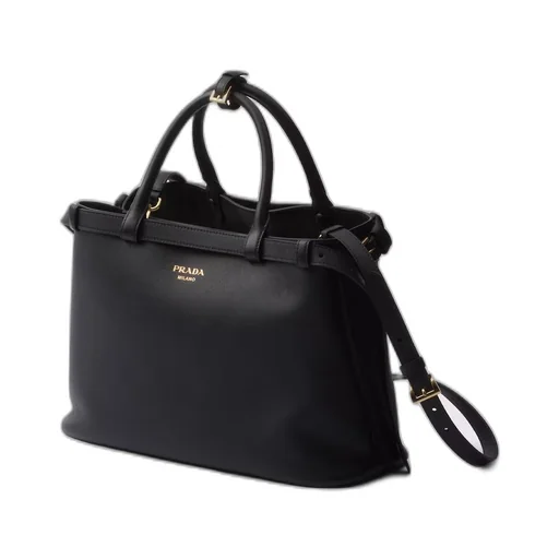Prada Buckle medium leather handbag with double belt