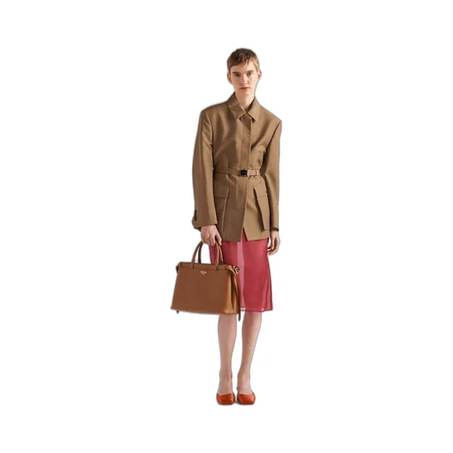 Prada Buckle medium leather handbag with double belt