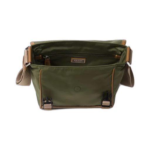 Re-Nylon and leather shoulder bag