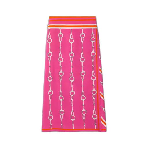 Gucci Horsebit stripe print silk skirt