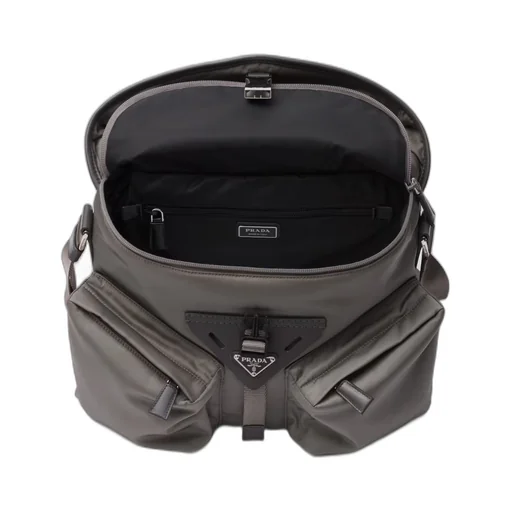 Re-Nylon and leather shoulder bag