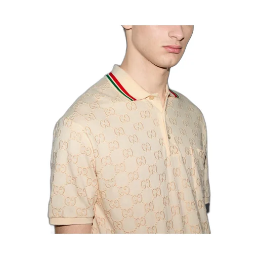 Cotton piquet polo with GG