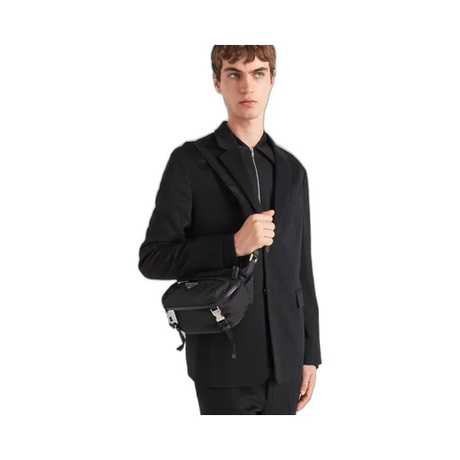 Re-Nylon and Saffiano leather shoulder bag