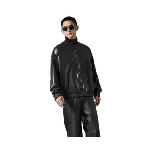 Leather bomber jacket