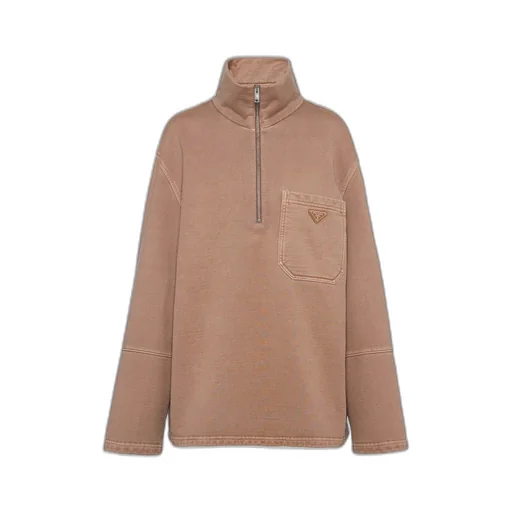 Turtleneck cotton fleece blouson jacket