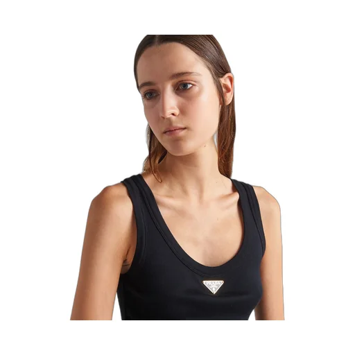Ribbed knit jersey tank top