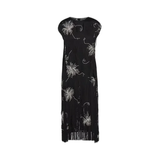 Embroidered dress with fringe