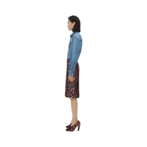 Leopard Print Shearling Skirt