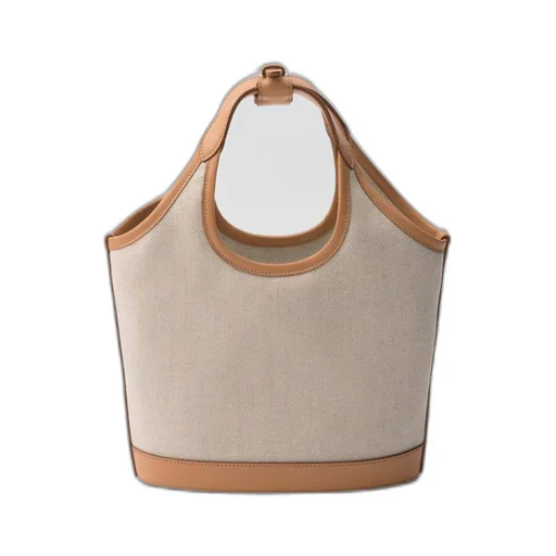Linen blend and leather mini-buckle bag