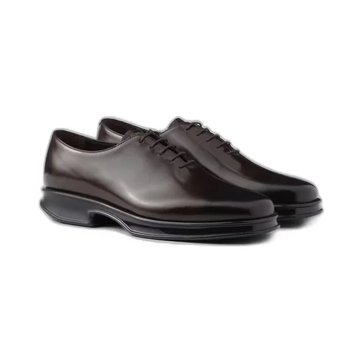 Brushed leather lace-up shoes