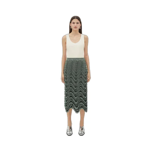 Textured Viscose Skirt With Weaved Fringes
