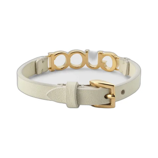 Leather bracelet with Gucci script
