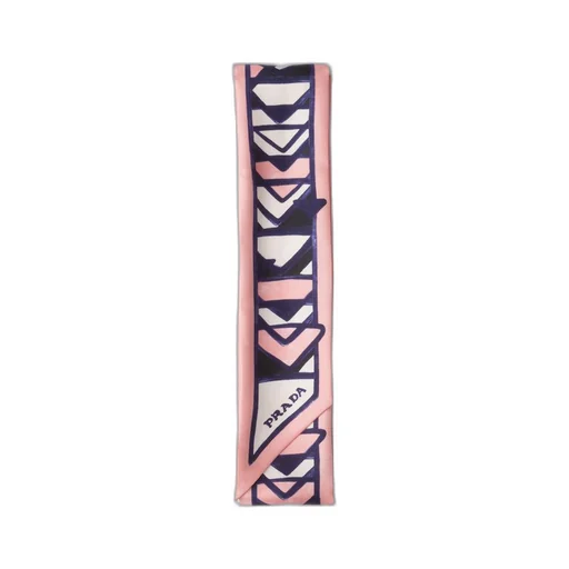 Printed twill skinny scarf