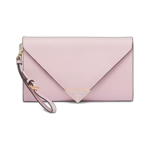 Saffiano leather envelope clutch