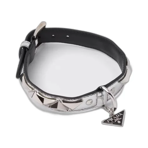 Studded brushed leather pet collar