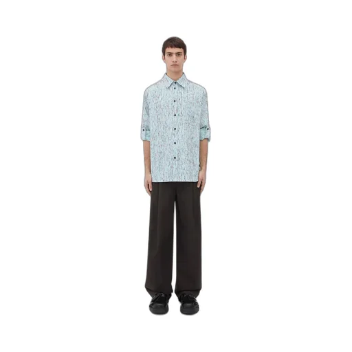 Textured Viscose Stripe Shirt With "BV" Embroidery