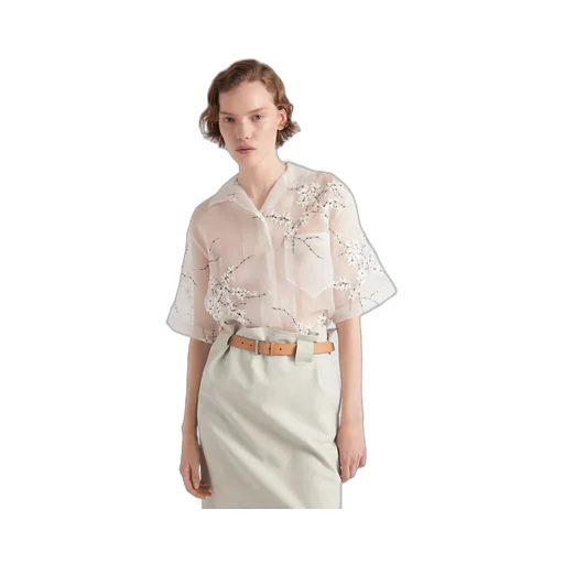 Shirt with superimposed embroidery