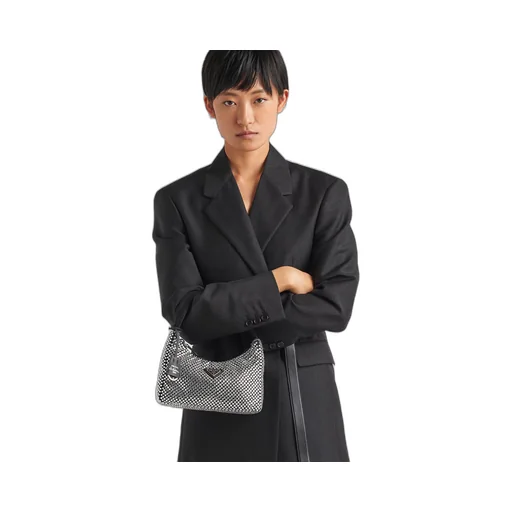 Satin mini-bag with crystals