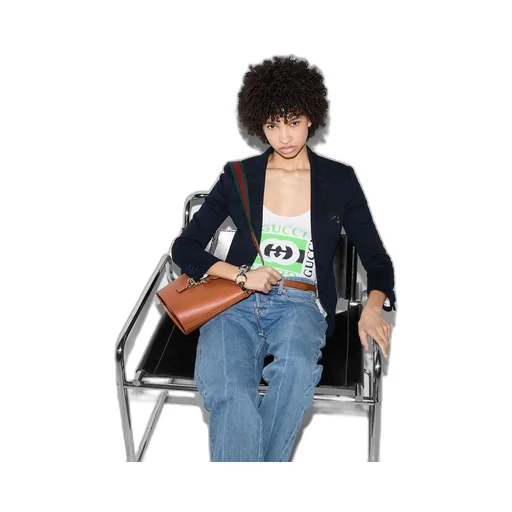 Rib cotton tank top with Gucci print