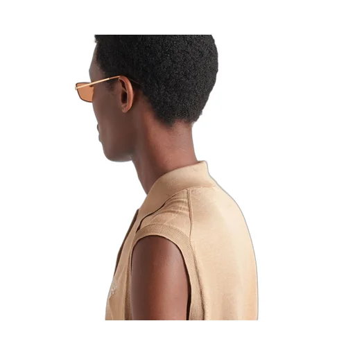 Sleeveless silk polo shirt