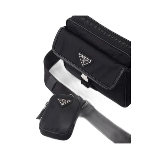 Re-Nylon and Saffiano leather shoulder bag