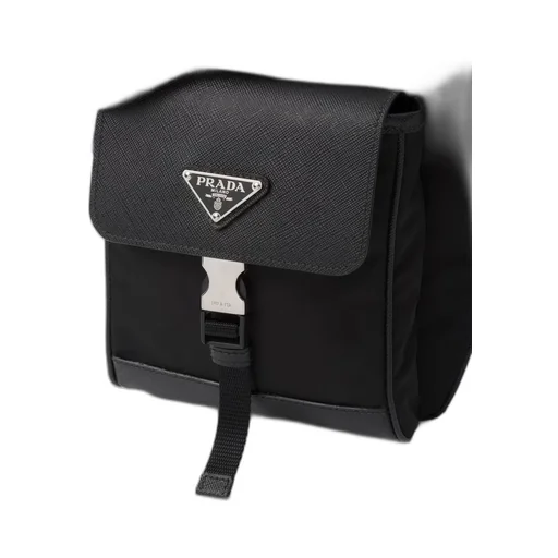 Re-Nylon and Saffiano leather shoulder bag