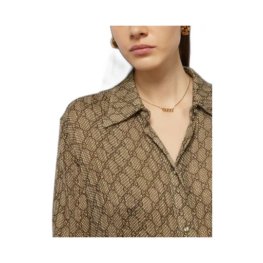 GG damier print silk shirt
