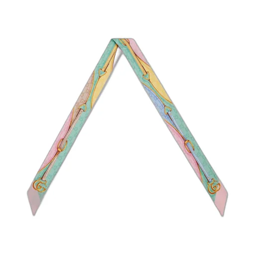 GG belt print silk neck bow