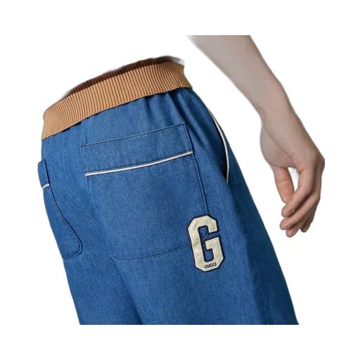 Denim shorts with G Gucci patch